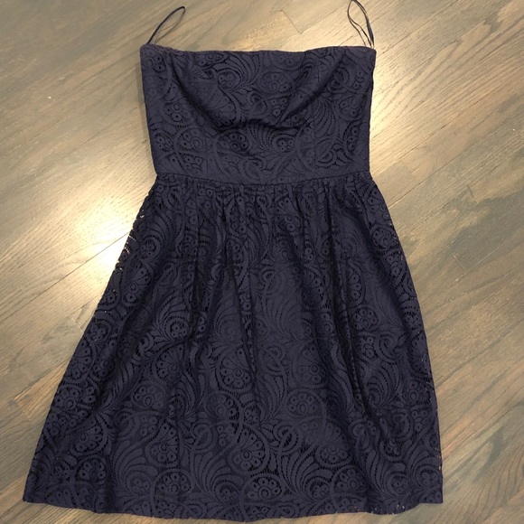 Trina Turk Navy Lace Strapless Dress - Picture 2 of 4